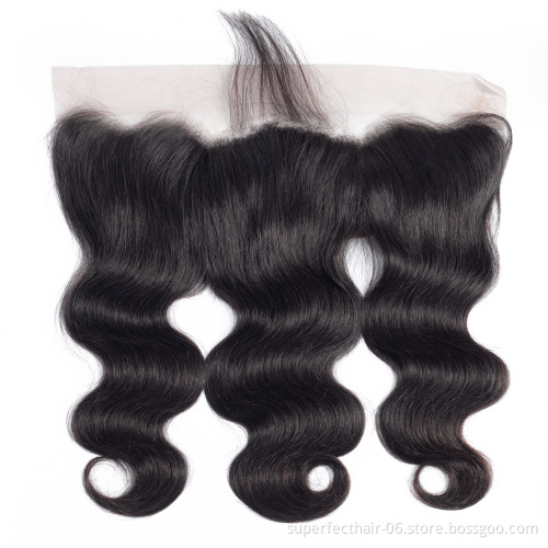 Wholesale illusion Lace Frontal Vendor 13x4 Silky Straight Indian Human Remy Hair Lace Frontal Closure With Baby Hair